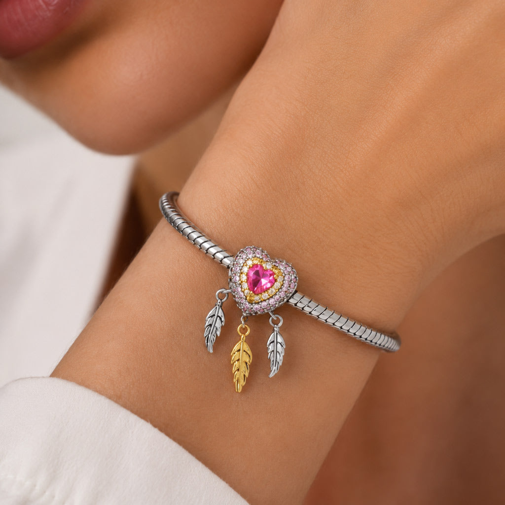 Gnoce Engravable Heart Charm Platinum-plated Silver Blend_2