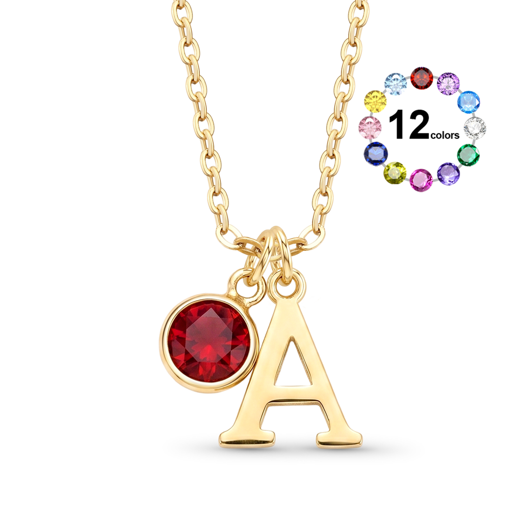 Gnoce Customized Initial Birthstone Necklace_1