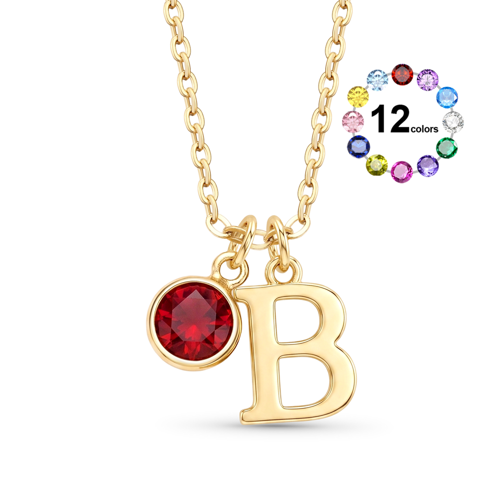 Gnoce Customized Initial Birthstone Necklace_3