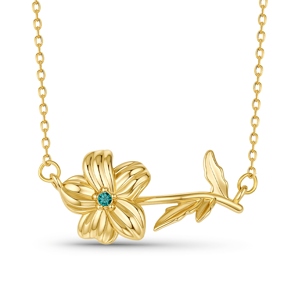 Gnoce Solid‌ Birthday Flower Birthstone Necklace_1