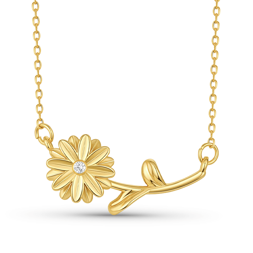 Gnoce Solid‌ Birthday Flower Birthstone Necklace_3