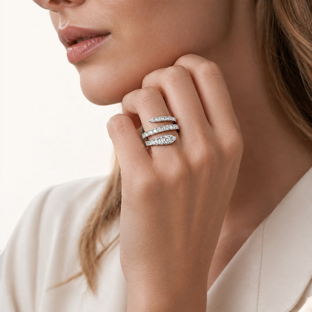 Gnoce Coiled Snake Wrap Ring Platinum-plated Silver Blend_3