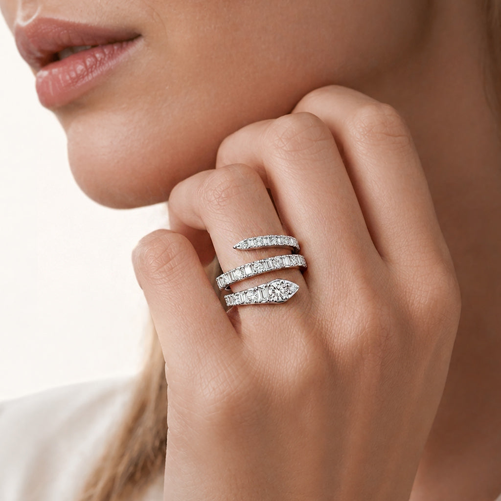 Gnoce Coiled Snake Wrap Ring Platinum-plated Silver Blend_2