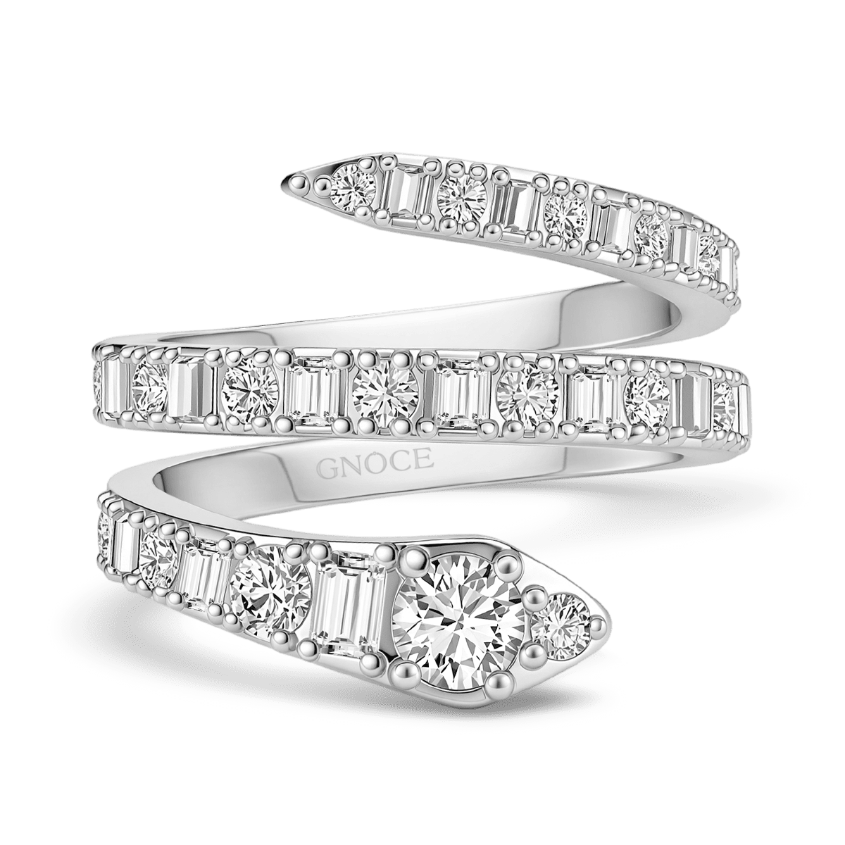 Gnoce Coiled Snake Wrap Ring Platinum-plated Silver Blend_1