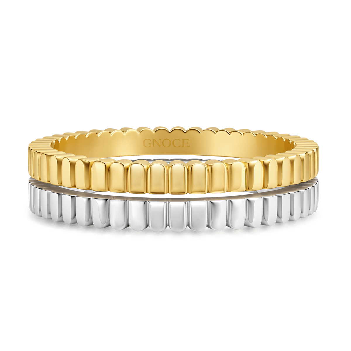 Gnoce Gold Silver Beaded Eternity Stacking Ring Set_1