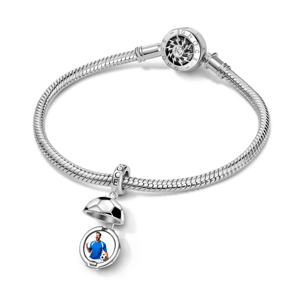 Gnoce Soccer Photo Charm Platinum-plated Silver Blend_4