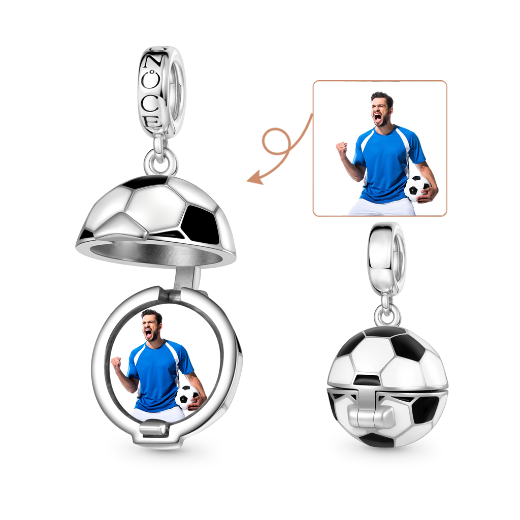 Gnoce Soccer Photo Charm Platinum-plated Silver Blend_1