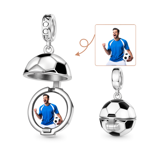 Gnoce Soccer Photo Charm Platinum-plated Silver Blend_1