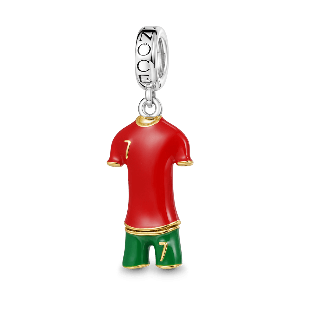 Gnoce Portugal Soccer Star Jerseys Charm Platinum-plated Silver Blend_1