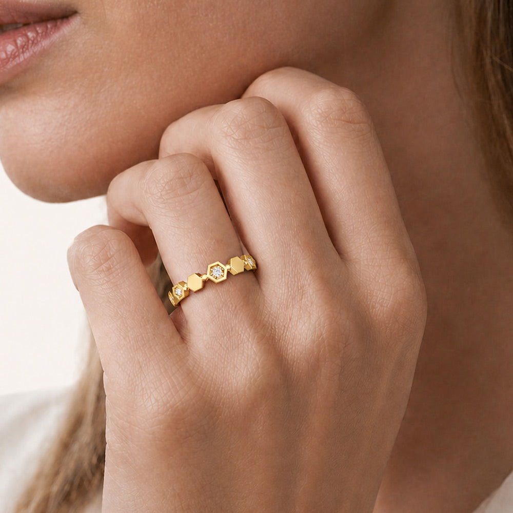 Gnoce Hexagon Honeycomb Ring_2