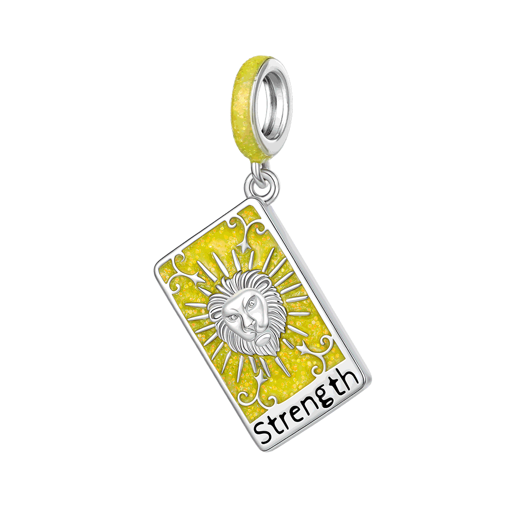Gnoce Strength Tarot Card Glow-in-the-Dark Charm Platinum-plated Silver Blend_1