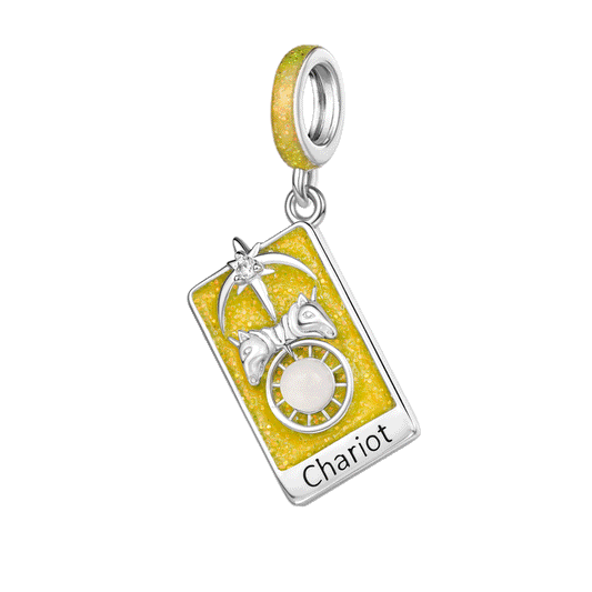 Gnoce Chariot Tarot Card Glow-in-the-Dark Charm Platinum-plated Silver Blend_1