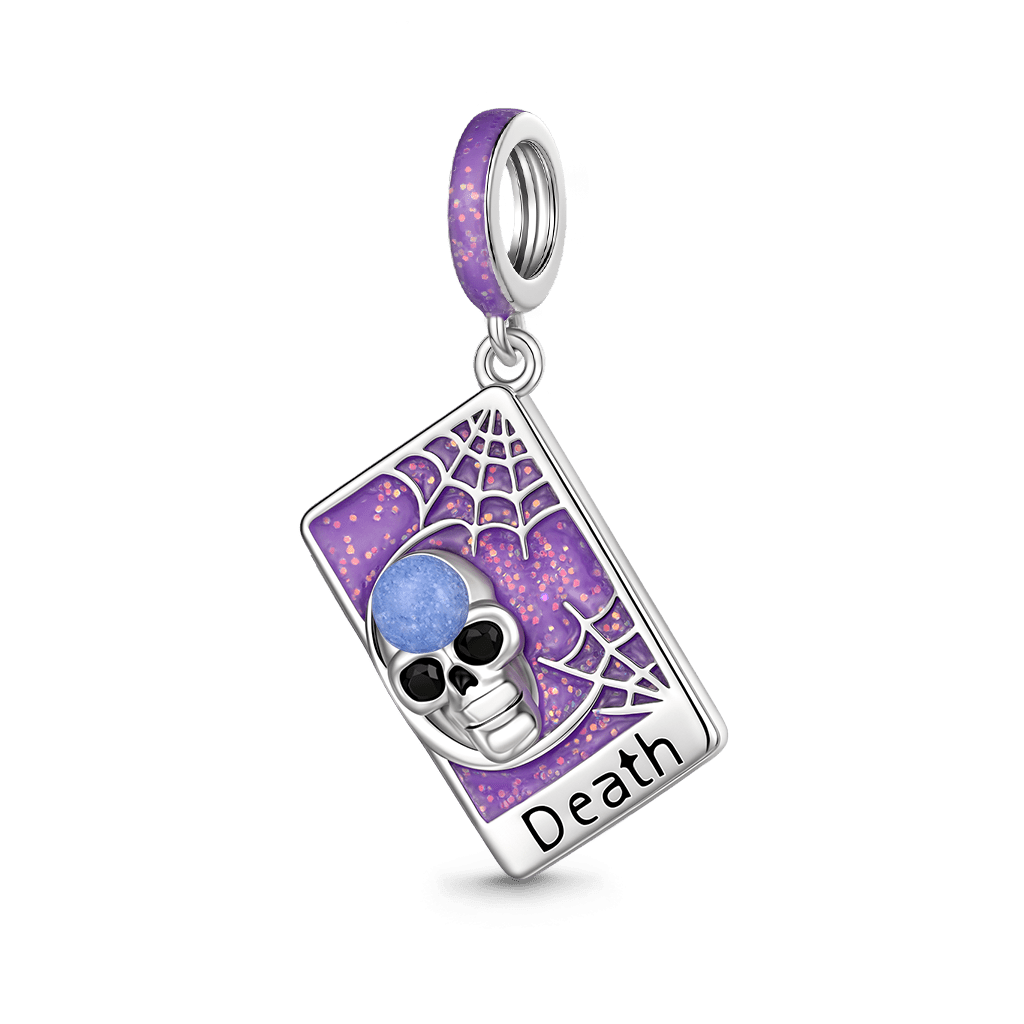 Gnoce Death Tarot Card Glow-in-the-Dark Charm Platinum-plated Silver Blend_2