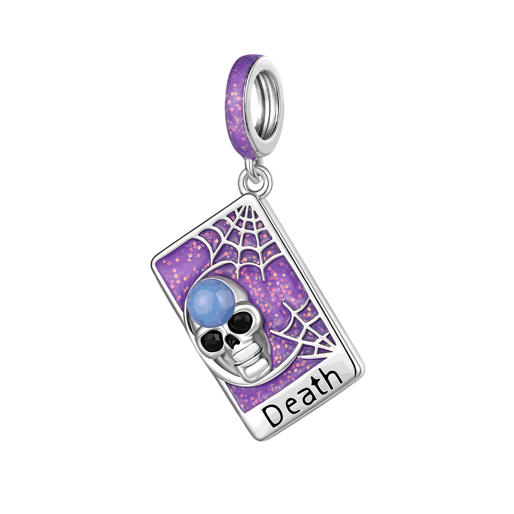Gnoce Death Tarot Card Glow-in-the-Dark Charm Platinum-plated Silver Blend_1