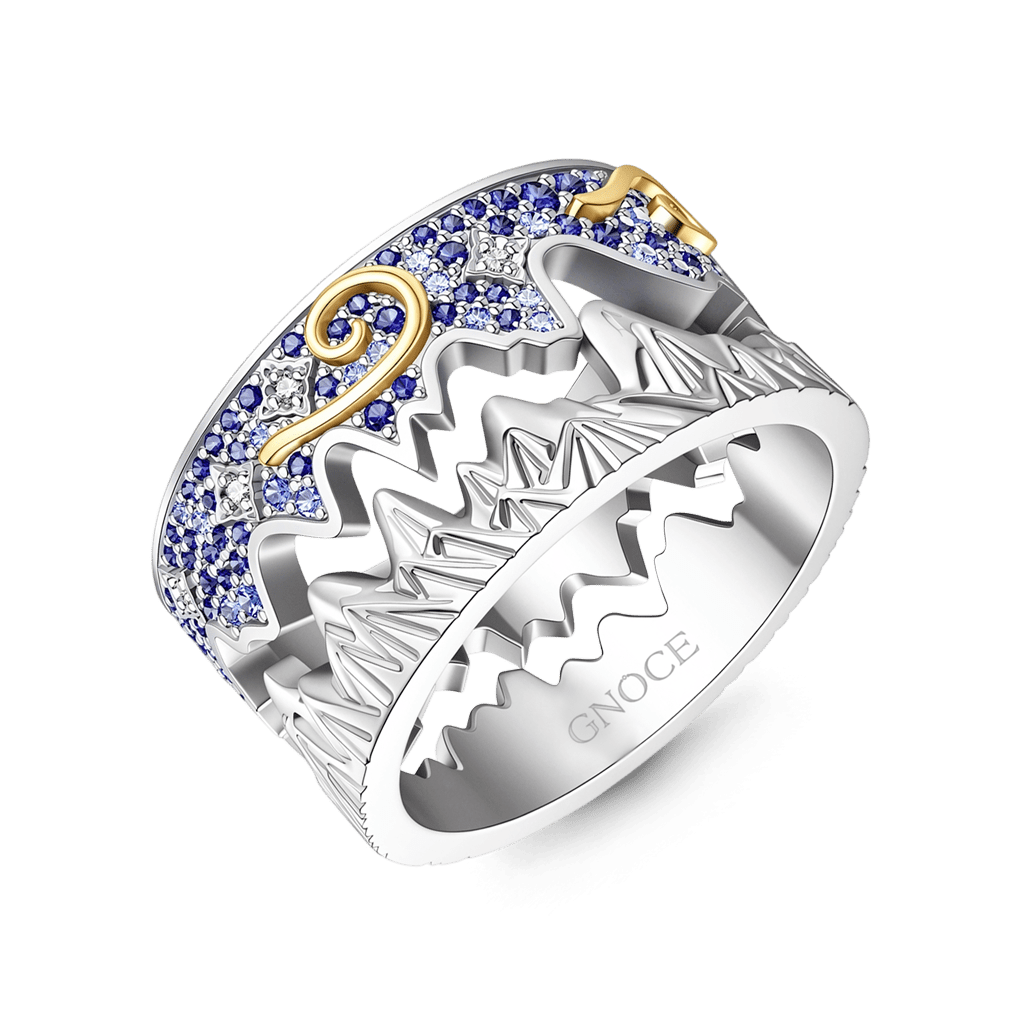 Gnoce Mountain Cloud Starry Sky Ring Platinum-plated Silver Blend_4