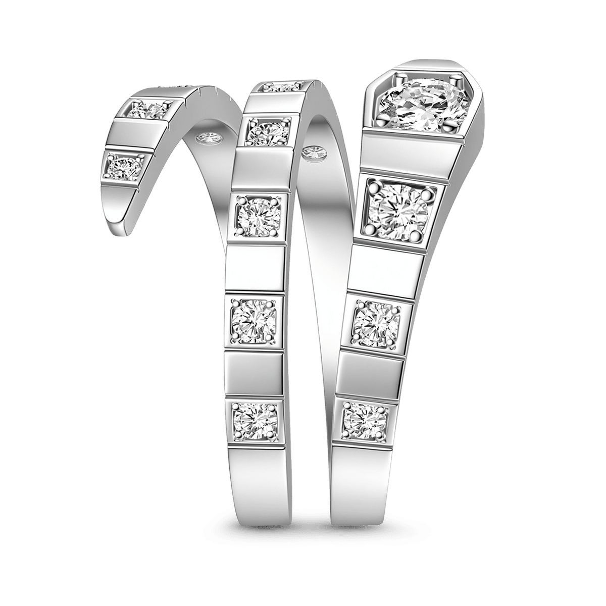 Gnoce Coiled Snake Wrap Ring Platinum-plated Silver Blend_4