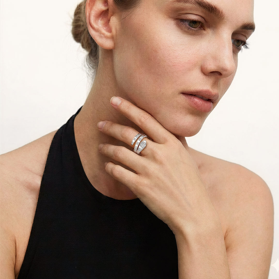 Gnoce Coiled Snake Wrap Ring Platinum-plated Silver Blend_3