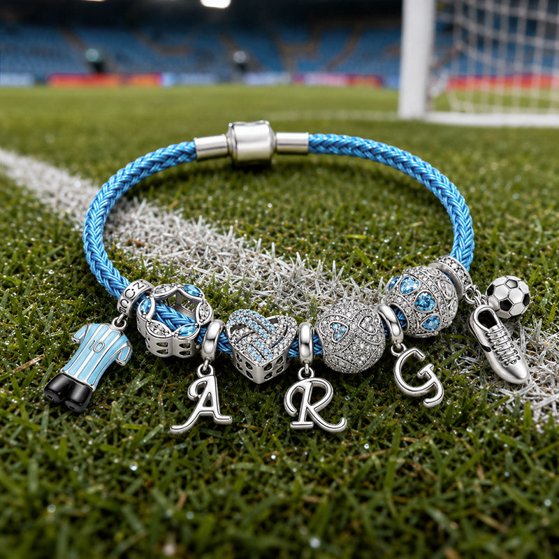 Gnoce Argentinian Style Sky Blue Soccer Jersey Sneaker Charm Bracelet_4