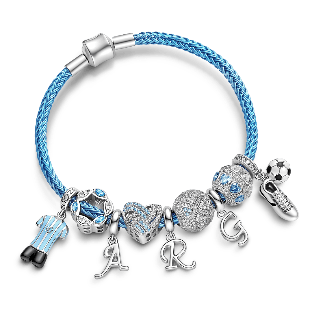 Gnoce Argentinian Style Sky Blue Soccer Jersey Sneaker Charm Bracelet_1