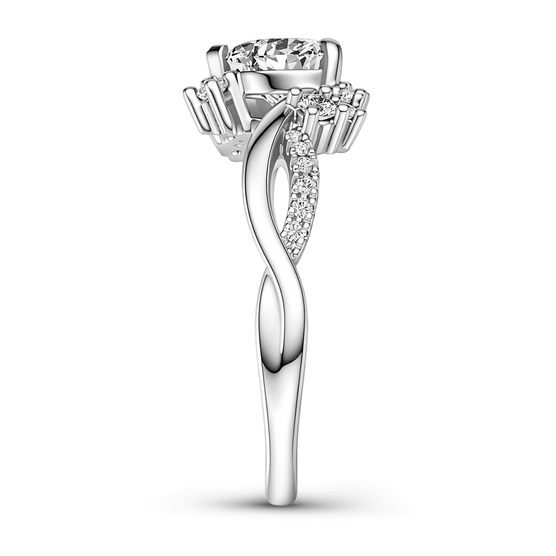 Gnoce Heart Cut Moissanite Twisted Shank Cluster Ring Platinum-plated Silver Blend_5