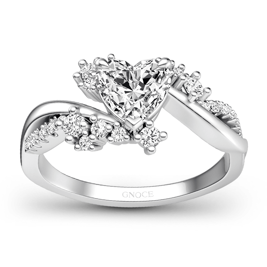 Gnoce Heart Cut Moissanite Twisted Shank Cluster Ring Platinum-plated Silver Blend_4