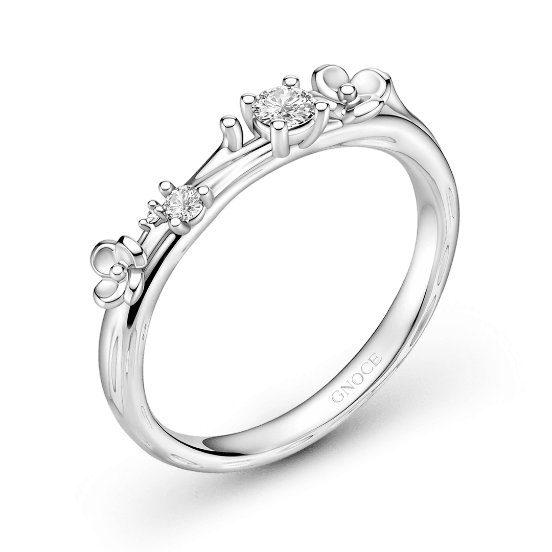 Gnoce Flower Ring Nature Inspired Vine Band Platinum-plated Silver Blend_5