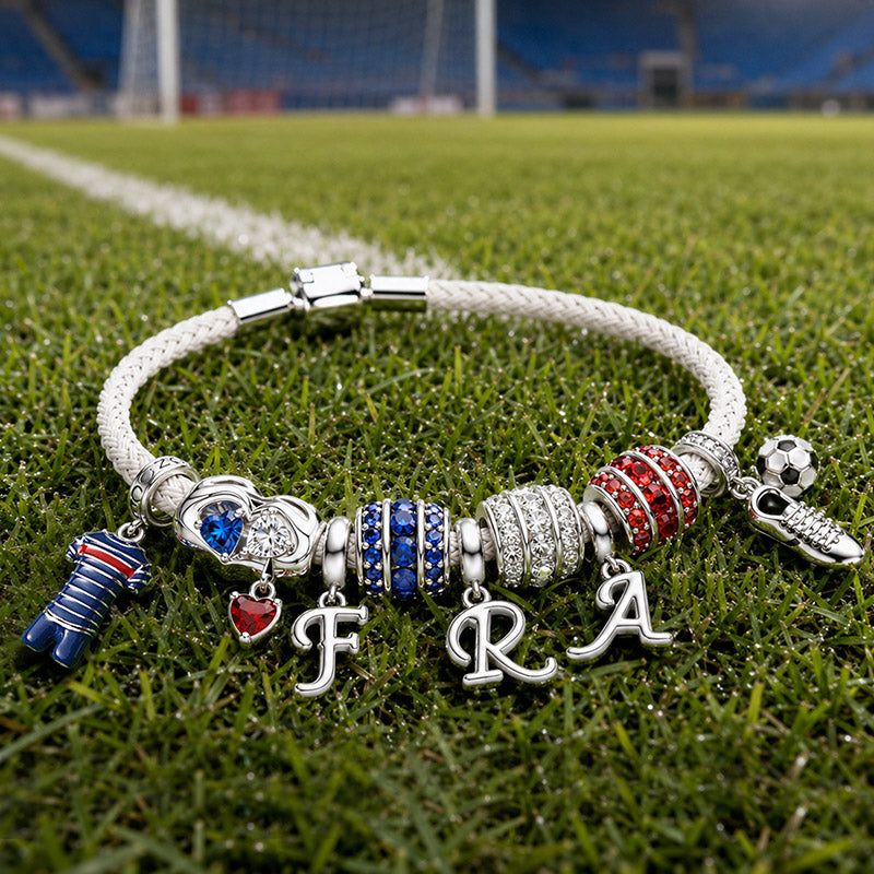 Gnoce French Style Red Blue Soccer Jersey Sneaker Charm Bracelet_4