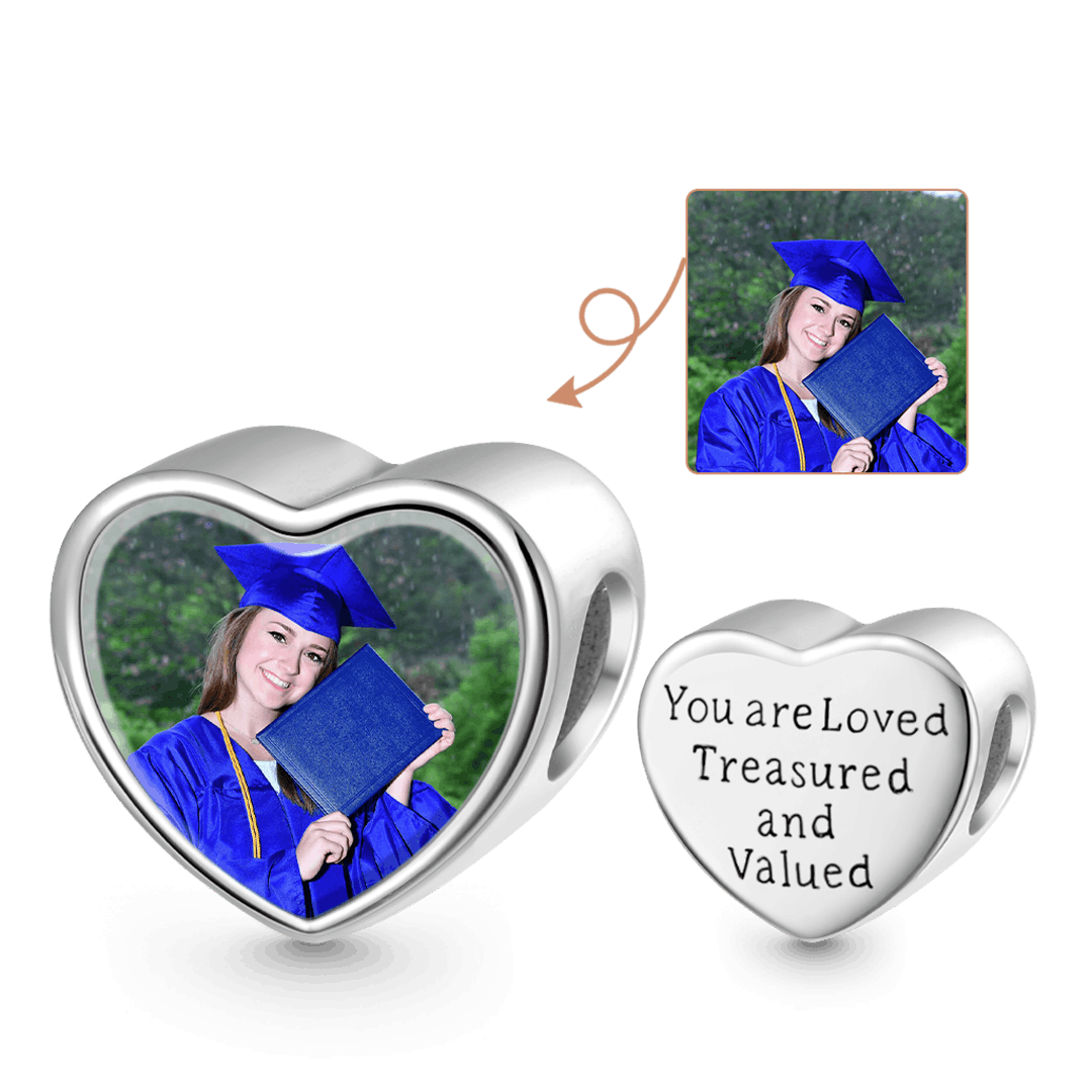 Gnoce Heart Personalized Photo Charm Platinum-plated Silver Blend_1