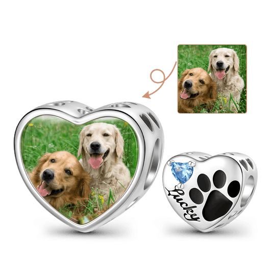Gnoce Loving Pet Paw Photo Charm Platinum-plated Silver Blend_1