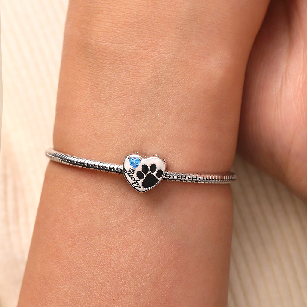 Gnoce Loving Pet Paw Photo Charm Platinum-plated Silver Blend_3