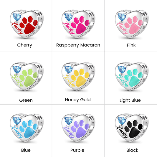Gnoce Loving Pet Paw Photo Charm Platinum-plated Silver Blend_4