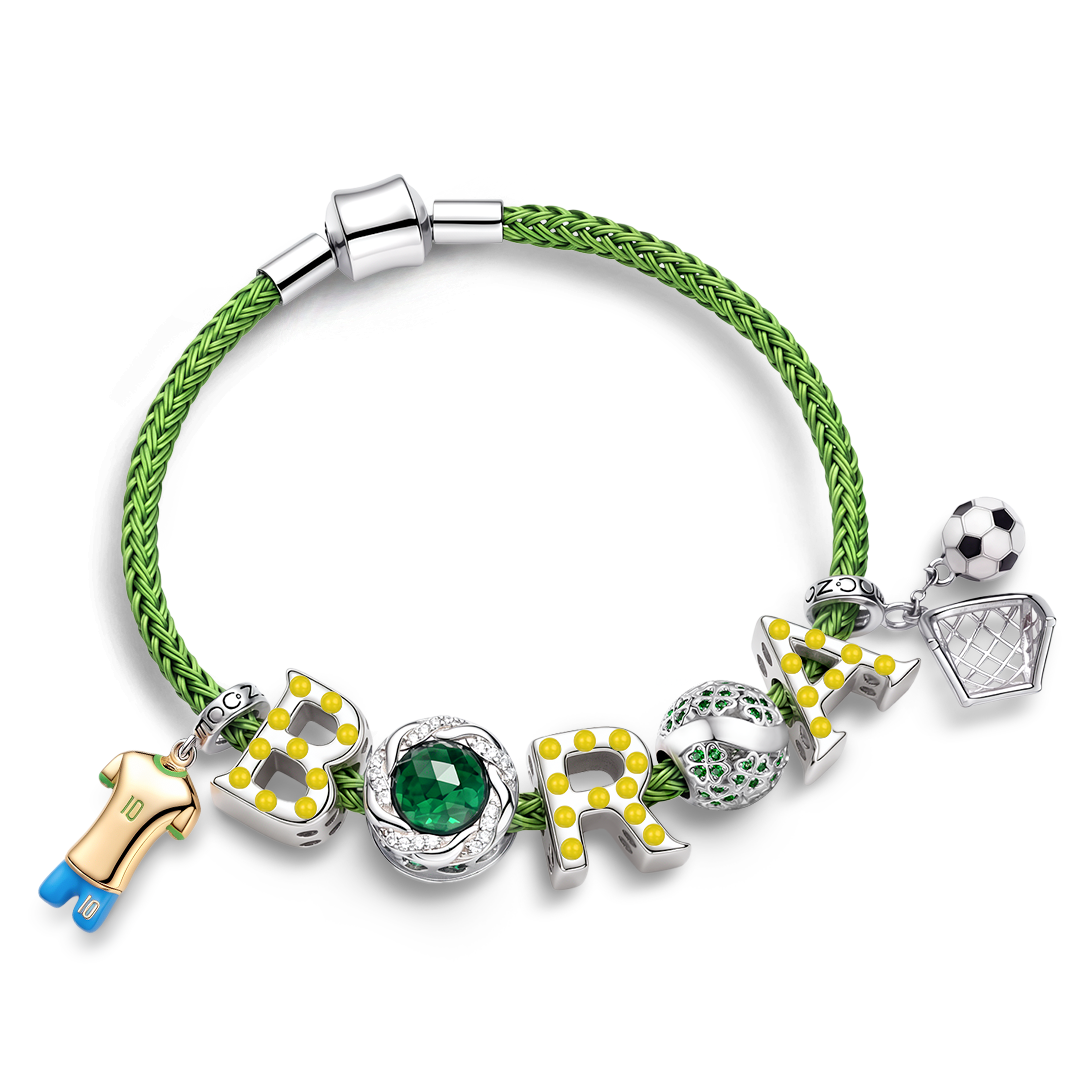 Gnoce Brazilian Style Glow-in-the-Dark Green Soccer Jersey Charm Bracelet_2