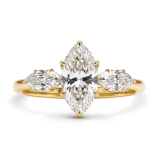 Gnoce Three Marquise Cut Moissanite Ring_1