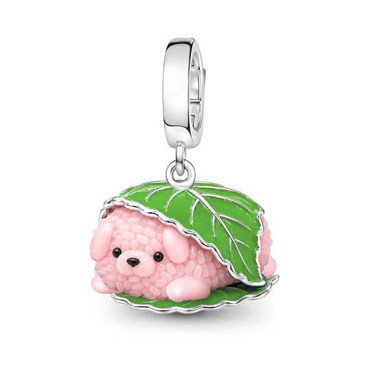 Gnoce Japanese Wagashi Sakura Mochi Charm Platinum-plated Silver Blend_1