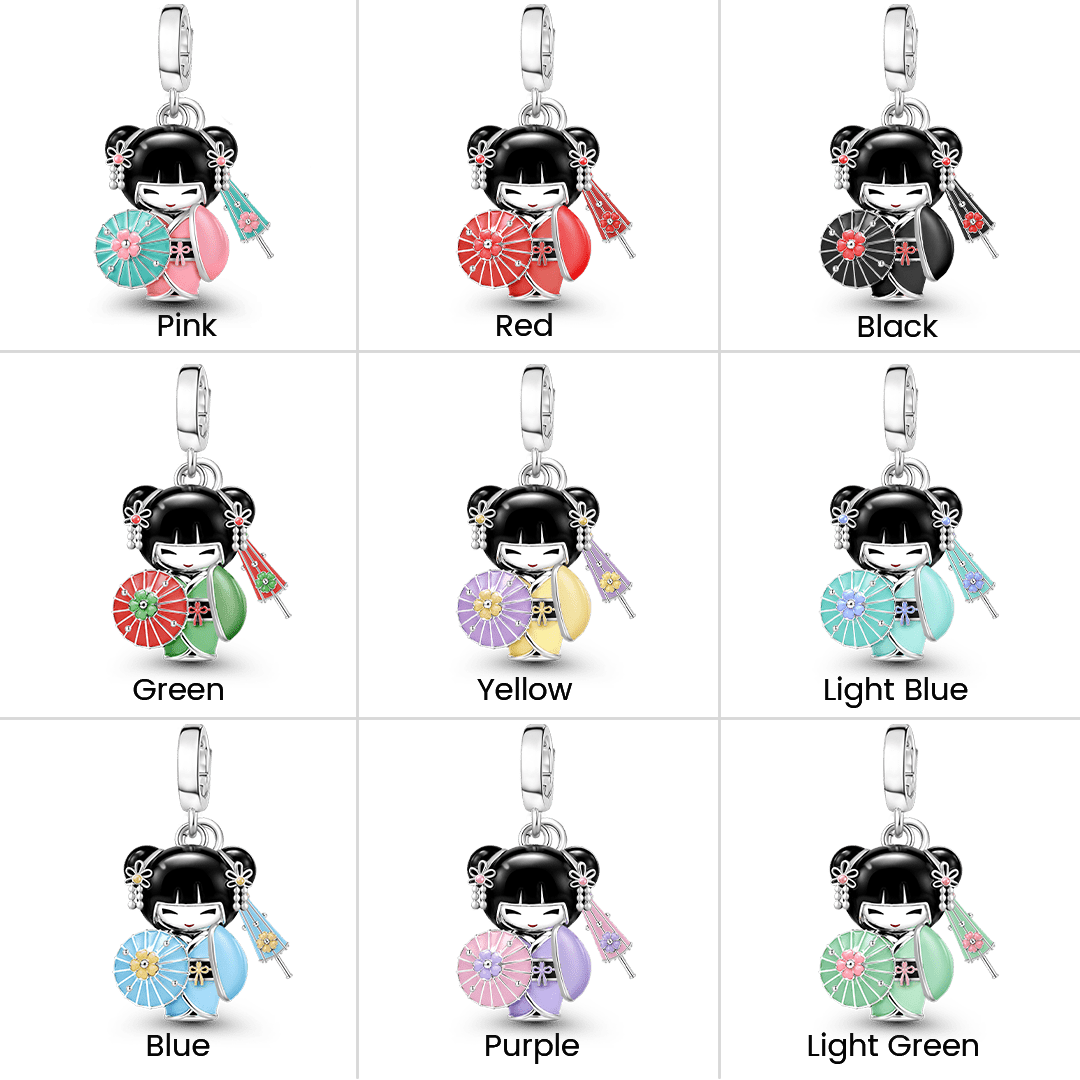 Gnoce Japanese Kimono Geisha Charm Platinum-plated Silver Blend_2