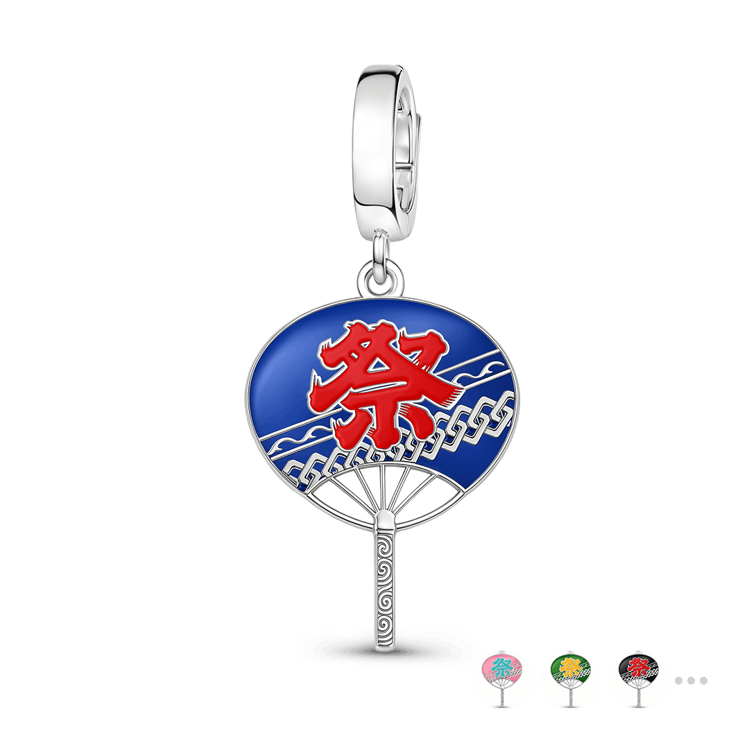 Gnoce Japanese Festival Uchiwa Charm Platinum-plated Silver Blend_1