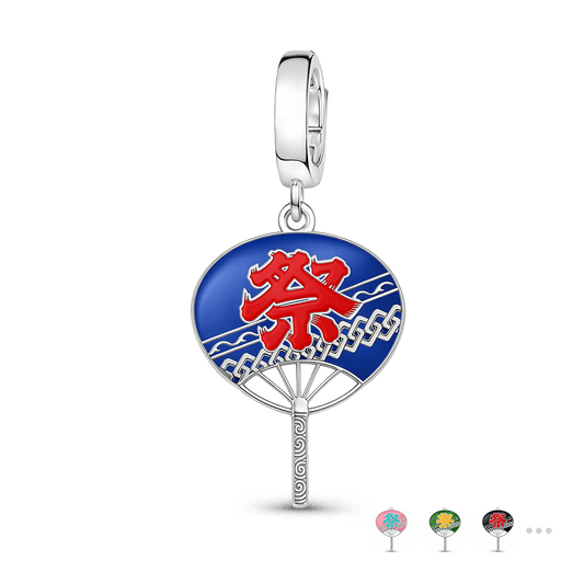 Gnoce Japanese Festival Uchiwa Charm Platinum-plated Silver Blend_1