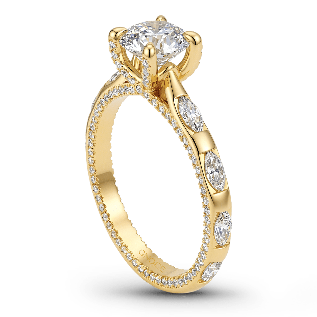 Gnoce Brilliant Cut Round Moissanite Milgrain Ring_5