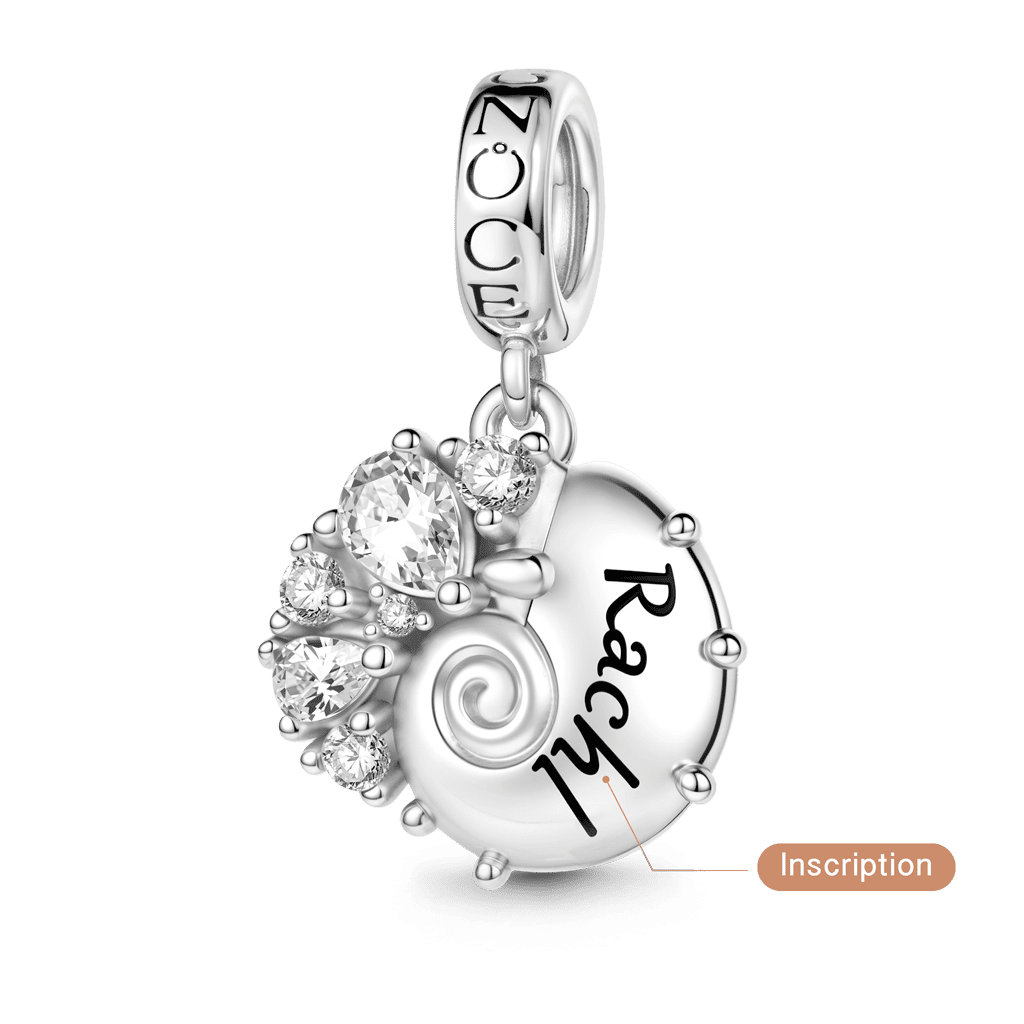 Gnoce Engravable Conch Dangle Charm Platinum-plated Silver Blend_2