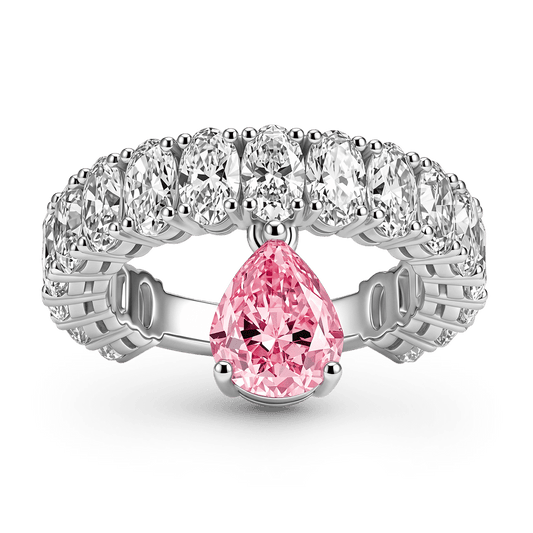 Gnoce Pink Pear Cut Eternity Ring Platinum-plated Silver Blend_1