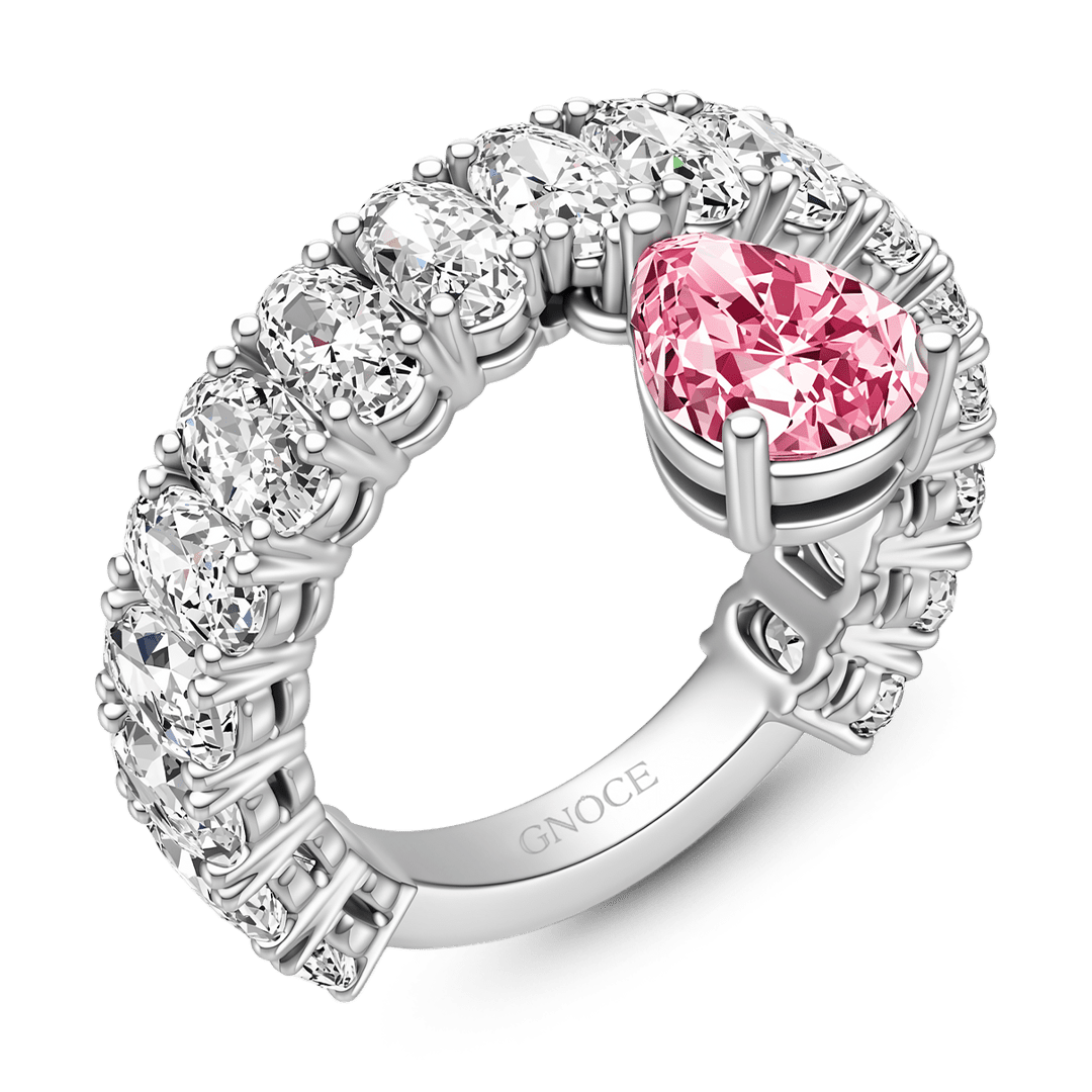 Gnoce Pink Pear Cut Eternity Ring Platinum-plated Silver Blend_4