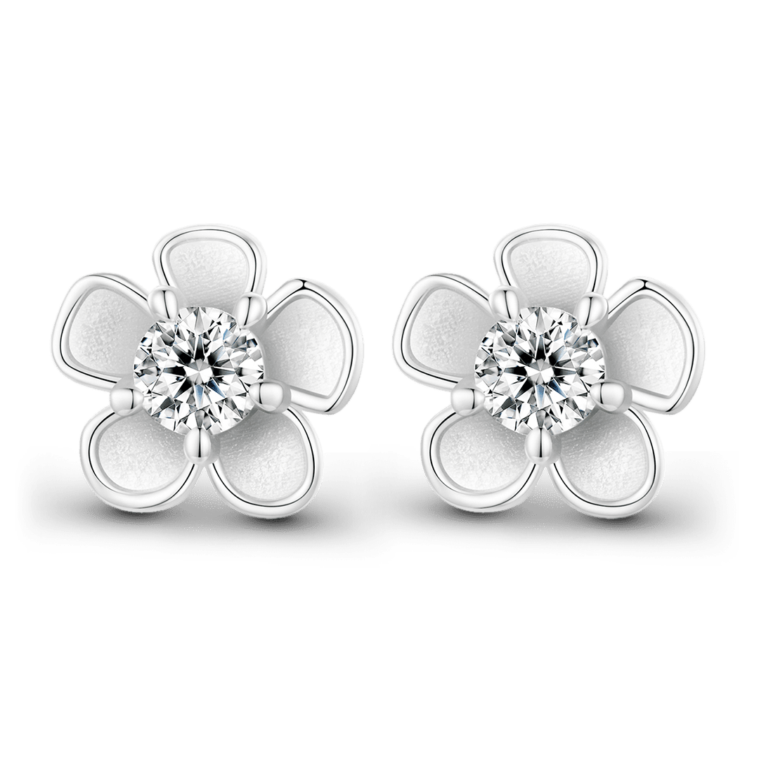 Gnoce Cherry Blossom Moissanite Earrings 925 Sterling Silver_1
