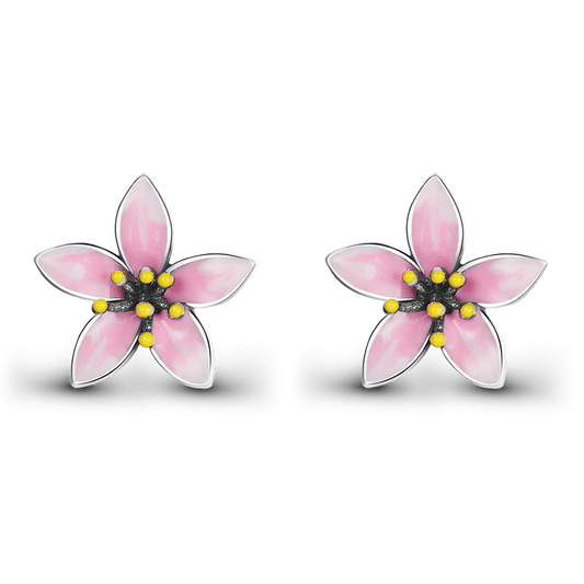 Gnoce Japanese Style Pink Cherry Blossom Earrings 925 Sterling Silver_1