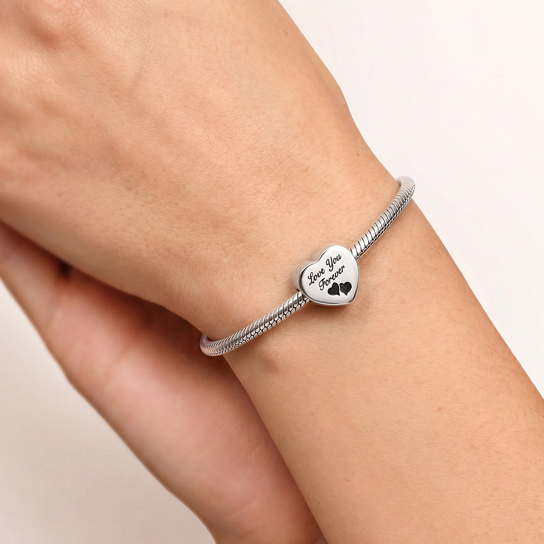 Gnoce Engravable Heart Personalized Photo Charm Platinum-plated Silver Blend_4