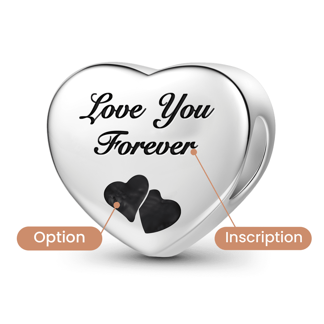 Gnoce Engravable Heart Personalized Photo Charm Platinum-plated Silver Blend_2