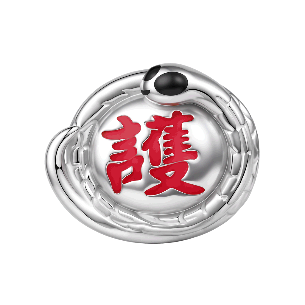 Gnoce Glow-in-the-dark White Snake Guardian Beads Platinum-plated Silver Blend_1