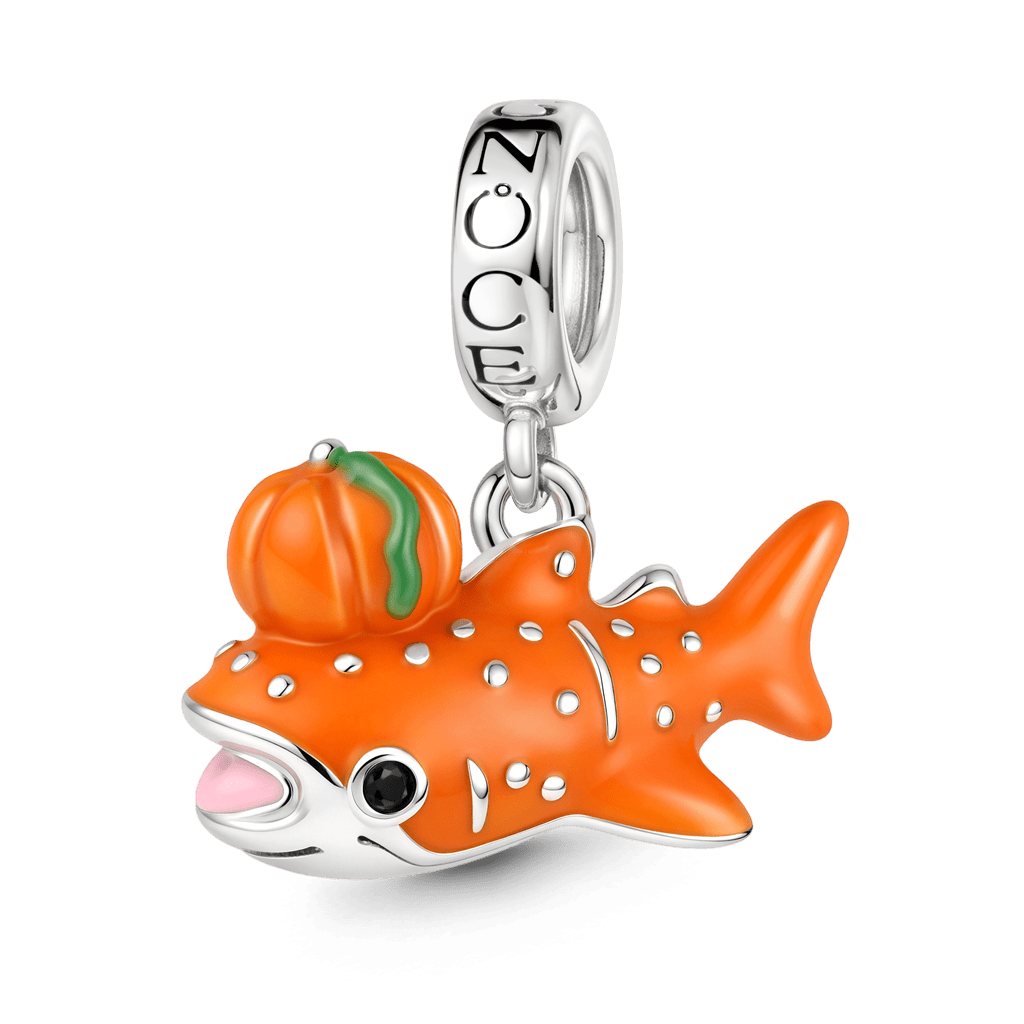 Gnoce Pumpkin Whale Shark Dangle Charm Platinum-plated Silver Blend_1