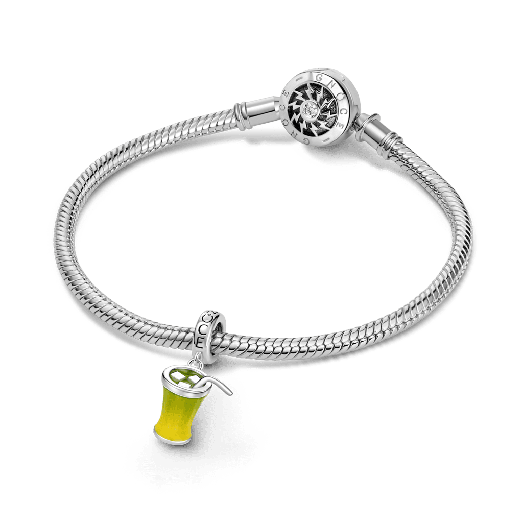Gnoce Matcha Latte Dangle Charm Platinum-plated Silver Blend_3