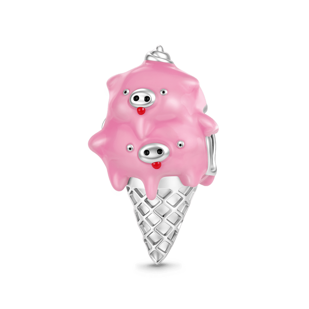 Gnoce Double Pig Ice Cream Beads Platinum-plated Silver Blend_1