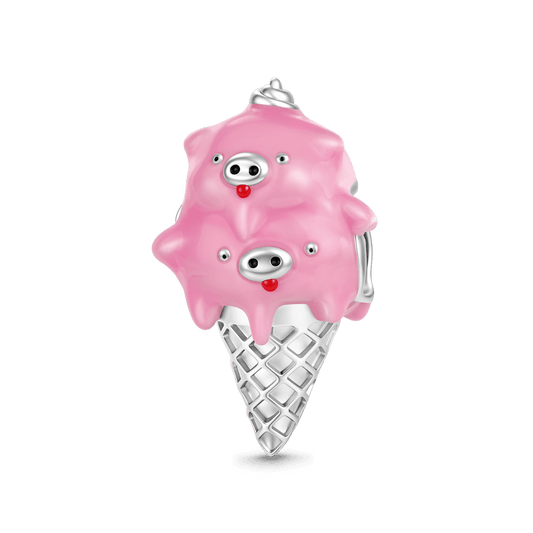 Gnoce Double Pig Ice Cream Beads Platinum-plated Silver Blend_1